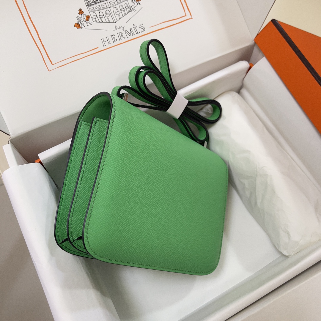 Hermes Constance 18 Mini Shoulder Bag In Green Kiwi Epsom Leather